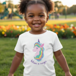 Para Bebê Camiseta Infantil Unicórnio Aquarela Acredite na M