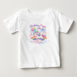 Para Bebê Camiseta Infantil Unicórnio Mágico de Aniversário