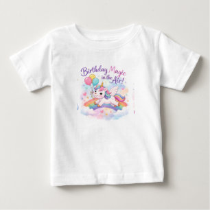 Para Bebê Camiseta Infantil Unicórnio Mágico de Aniversário