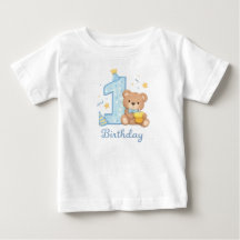 Camiseta Infantil Urso de 1º Aniversário – Urso Az