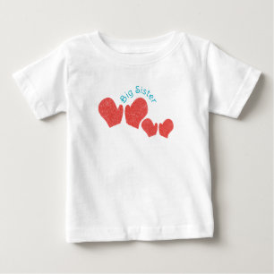 Para Bebê Camiseta Irmã Mais Velha - Tema Luvas Vermelhas