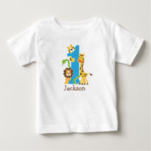 Para Bebê Camiseta Jungle 1º Aniversário