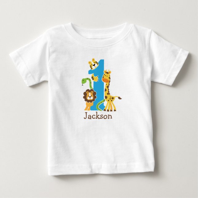 Para Bebê Camiseta Jungle 1º Aniversário (Frente)