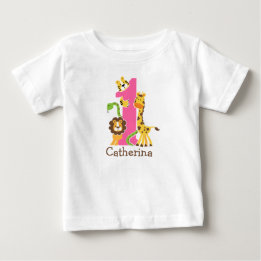 Para Bebê Camiseta Jungle 1º Aniversário