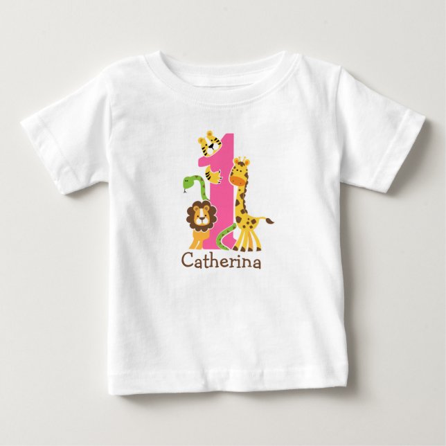 Para Bebê Camiseta Jungle 1º Aniversário (Frente)