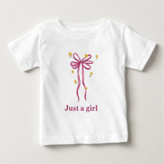 Para Bebê Camiseta Just A Girl laço rosa