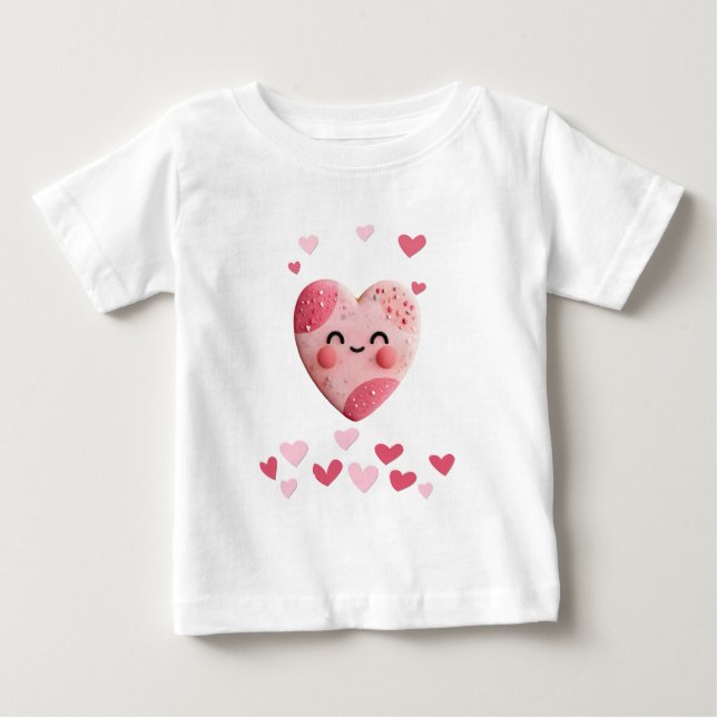 Para Bebê Camiseta Kawaii Cookie com Corações e Confeitos (Frente)
