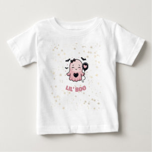 Para Bebê Camiseta LIL' BOO Fantasminha Rosa Fofa Com Balão