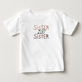 Para Bebê Camiseta Lil' Sister Tee. Companheira da Big Siste