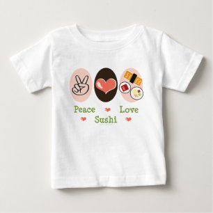 Para Bebê Camiseta longa infantil da Capa do sushi do amor