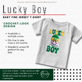 Para Bebê Camiseta Lucky Boy Crochet-Look Baby Fine Jersey