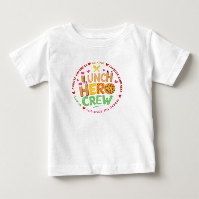 Para Bebê Camiseta Lunch Hero Crew, Senhora Equipe da Cafete (Frente)