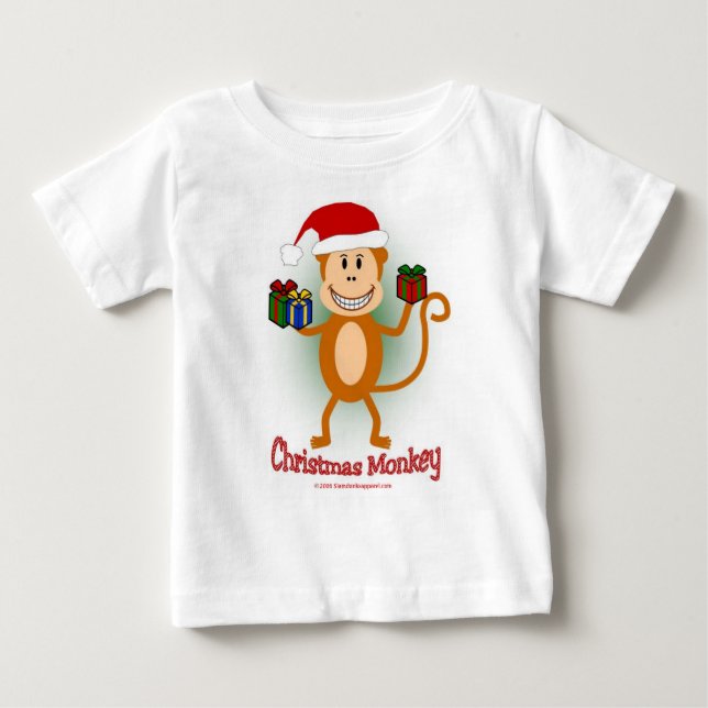 Para Bebê Camiseta Macaco de Natal (Frente)