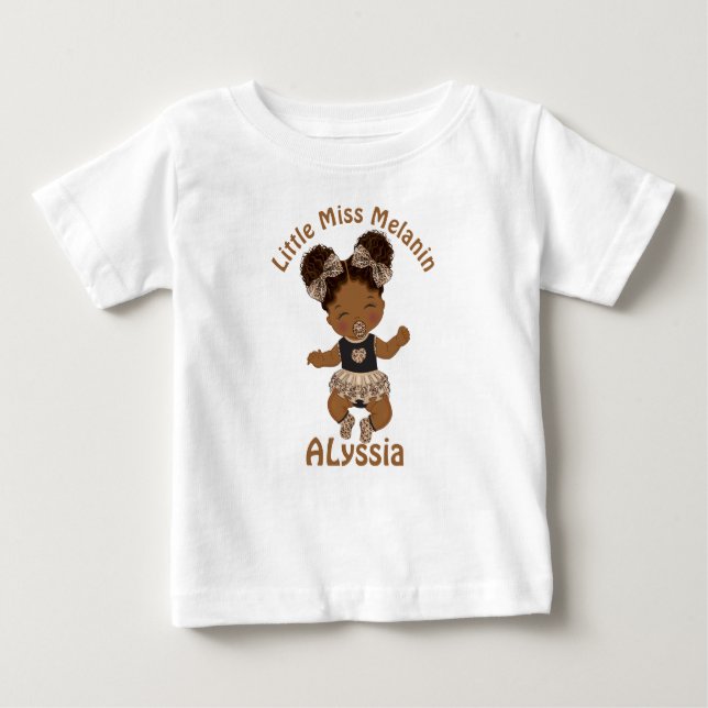 Para Bebê Camiseta Melanin, Moça Americana Africana (Frente)