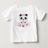 Camiseta Menina Rosa Panda Adorável