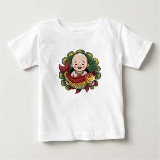 Para Bebê Camiseta | Menino Fofo com Koi Sortudo