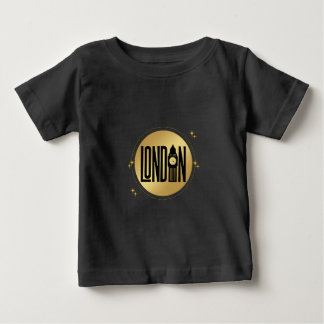 Para Bebê Camiseta negra e Dourada de Londres, marco históri