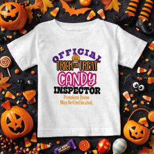 Para Bebê Camiseta Oficial de Inspetor de Doces do Trick Or 