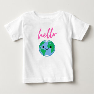 Para Bebê Camiseta Olá Mundo Crianças Fofas