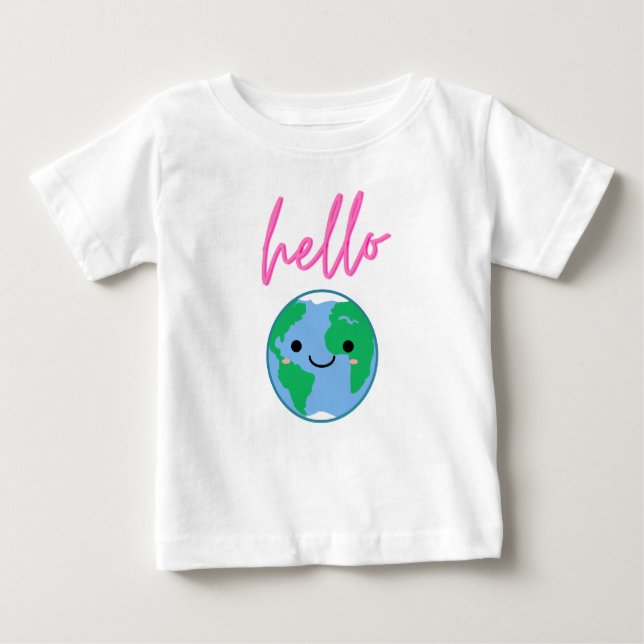 Para Bebê Camiseta Olá Mundo Crianças Lindas (Frente)