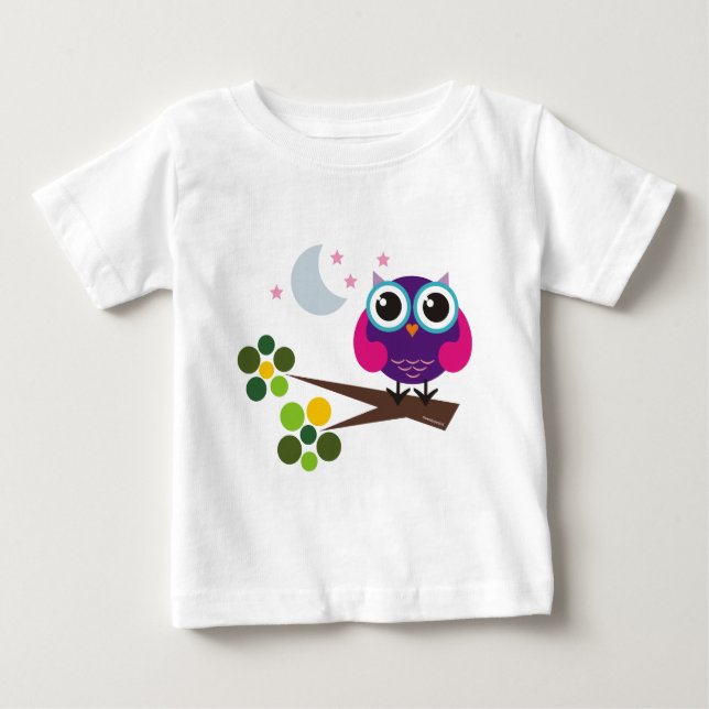 Para Bebê Camiseta Oliver, a Coruja (Frente)