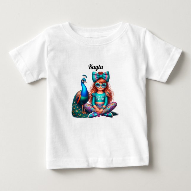 Para Bebê Camiseta pavão meninas (Frente)