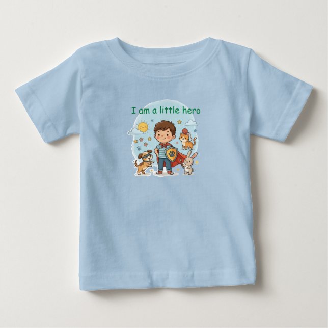 Para Bebê Camiseta Pequeno Herói (Frente)