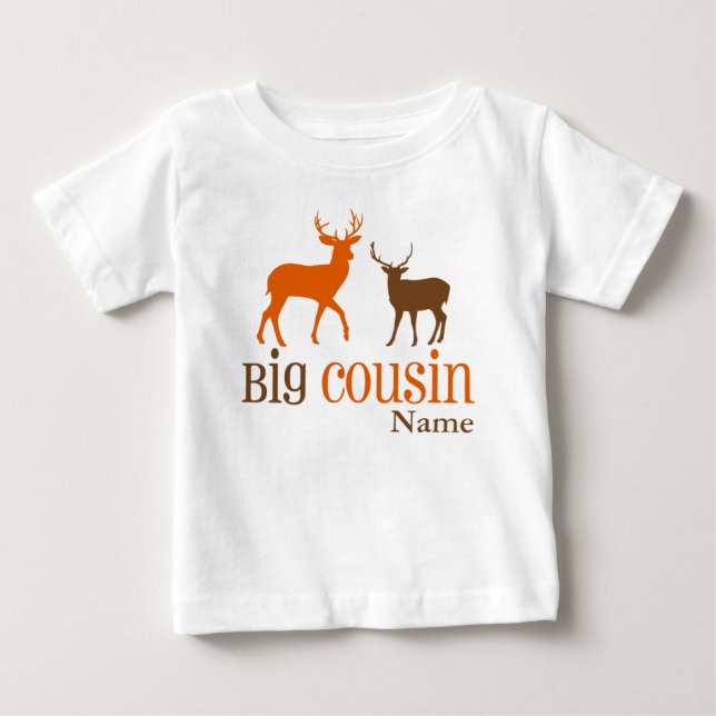 Para Bebê Camiseta Personalizada Big Cousin Deer (Frente)