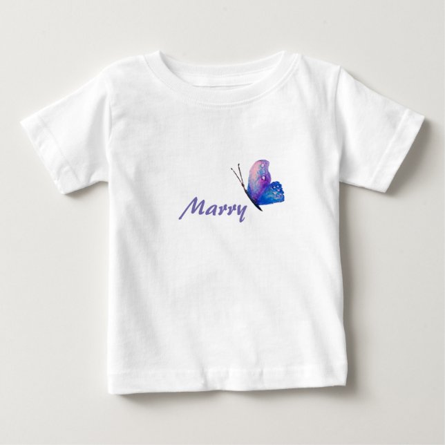 Para Bebê Camiseta Personalizada Borboleta Azul (Frente)