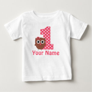 Para Bebê Camiseta Personalizada da Coruja primeiro aniversa