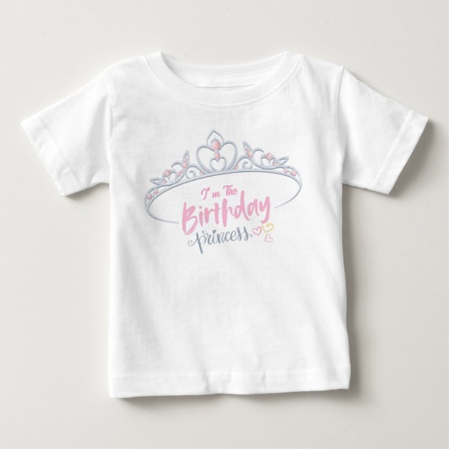 Para Bebê Camiseta personalizada da princesa de aniversário  (Frente)