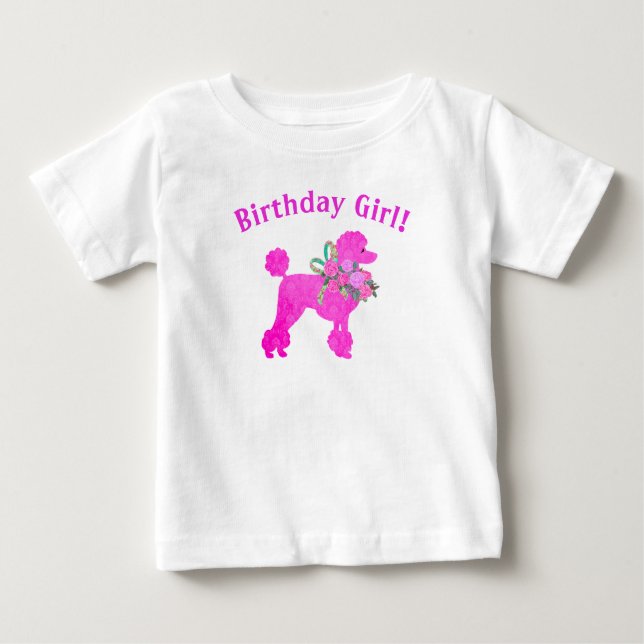 Para Bebê Camiseta Personalizada de Aniversário de Poodle Ro (Frente)