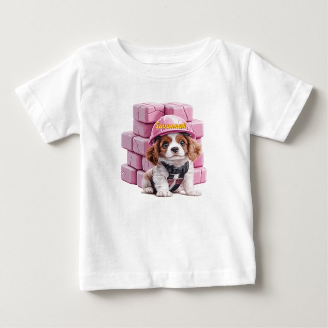 Para Bebê Camiseta Personalizada de Construção de Cachorrinh (Frente)