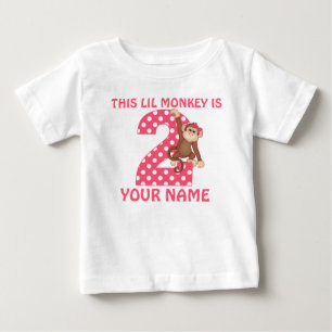 Para Bebê Camiseta Personalizada de Macaco-segundo aniversár