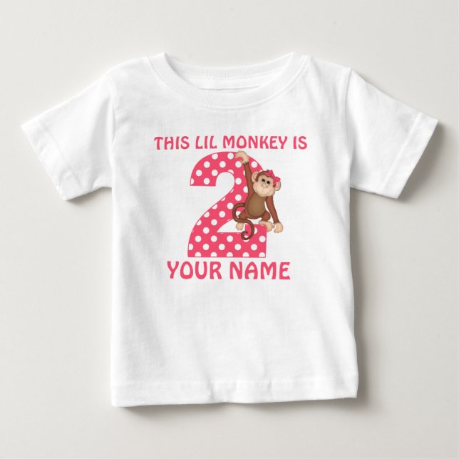 Para Bebê Camiseta Personalizada de Macaco-segundo aniversár (Frente)