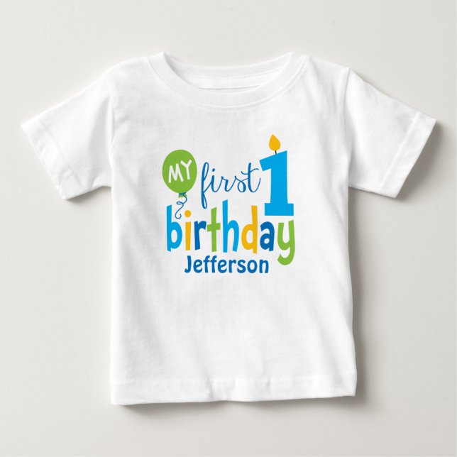 Para Bebê Camiseta Personalizada de Primeiro Aniversário (Frente)