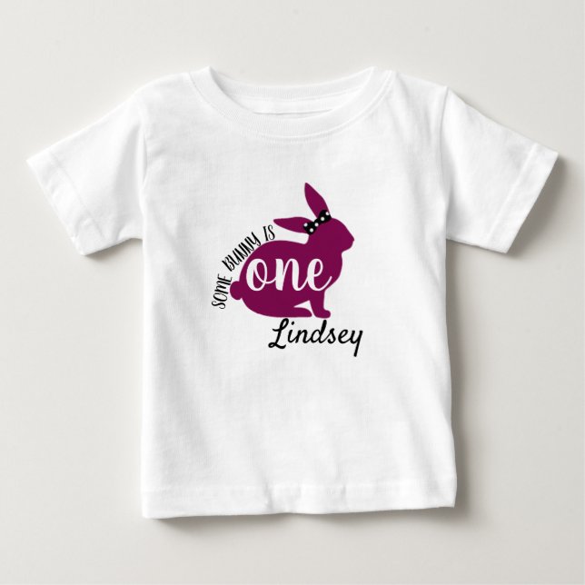 Para Bebê Camiseta personalizada de um coelhinho faz 1 (Frente)
