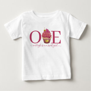 Para Bebê Camiseta Personalizada do Primeiro Cupcake de Aniv