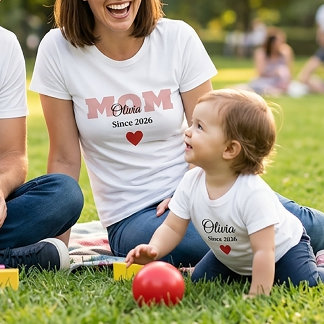 Para Bebê Camiseta Personalizada Família Combinando, Mamãe P