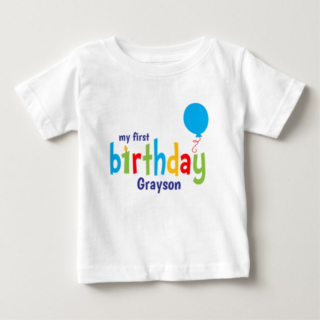 Para Bebê camiseta personalizada fofa de primeiro aniversári (Frente)