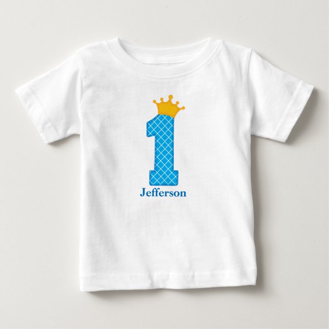 Para Bebê Camiseta Personalizada Primeiro Aniversário Prínci (Frente)