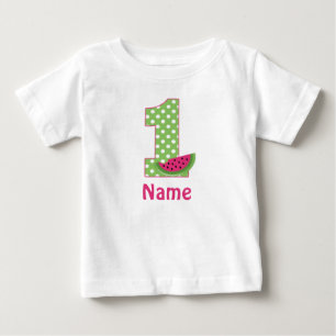 Para Bebê Camiseta personalizada rosa-melancia primeiro aniv