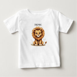 Para Bebê Camiseta Personalizada "Thomas" Leãozinho Fofo