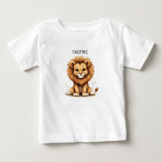 Para Bebê Camiseta Personalizada "Thomas" Leãozinho Fofo