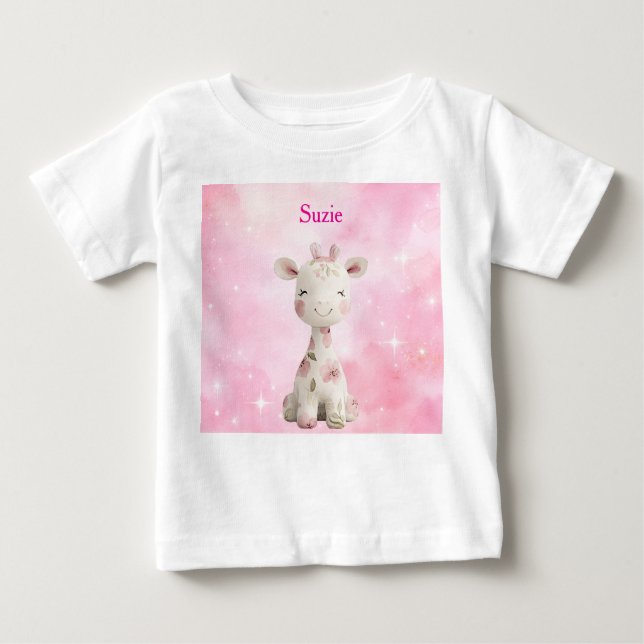 Para Bebê Camiseta Pink Chinoiserie Editável (Frente)