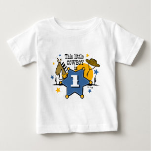 Para Bebê Camiseta primeiro aniversario de cowboy pequena