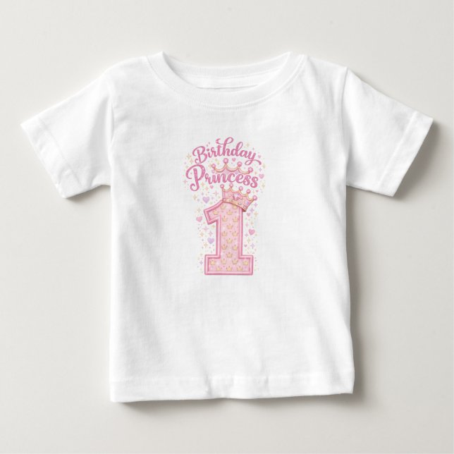 Para Bebê Camiseta Princesa de Aniversário 1 (Frente)
