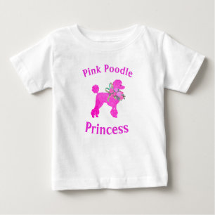 Para Bebê Camiseta Princesa Poodle Rosa Menina de Aniversári