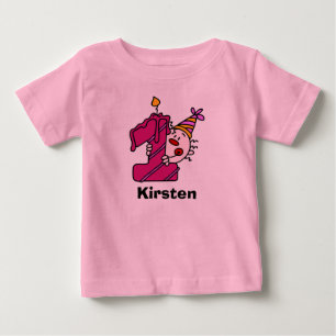 Para Bebê Camiseta rosa Palhaçada Primeiro Bithday