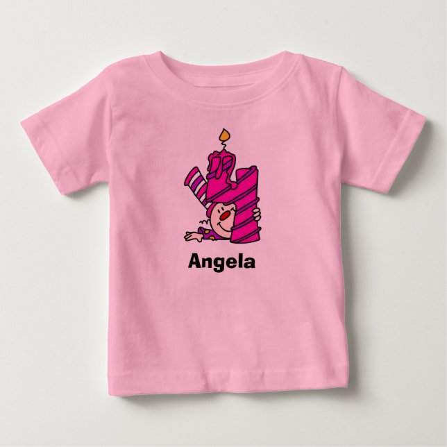 Para Bebê Camiseta rosa Palhaçada Terceiro Aniversário (Frente)